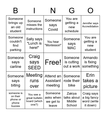Orientation 2022-2023 Bingo Card