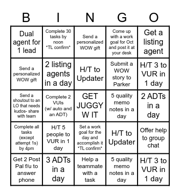 Golden Gallon BINGO Card