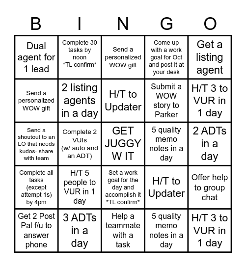 Golden Gallon BINGO Card