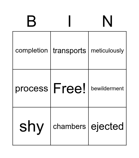 Vocabulary Bingo Card