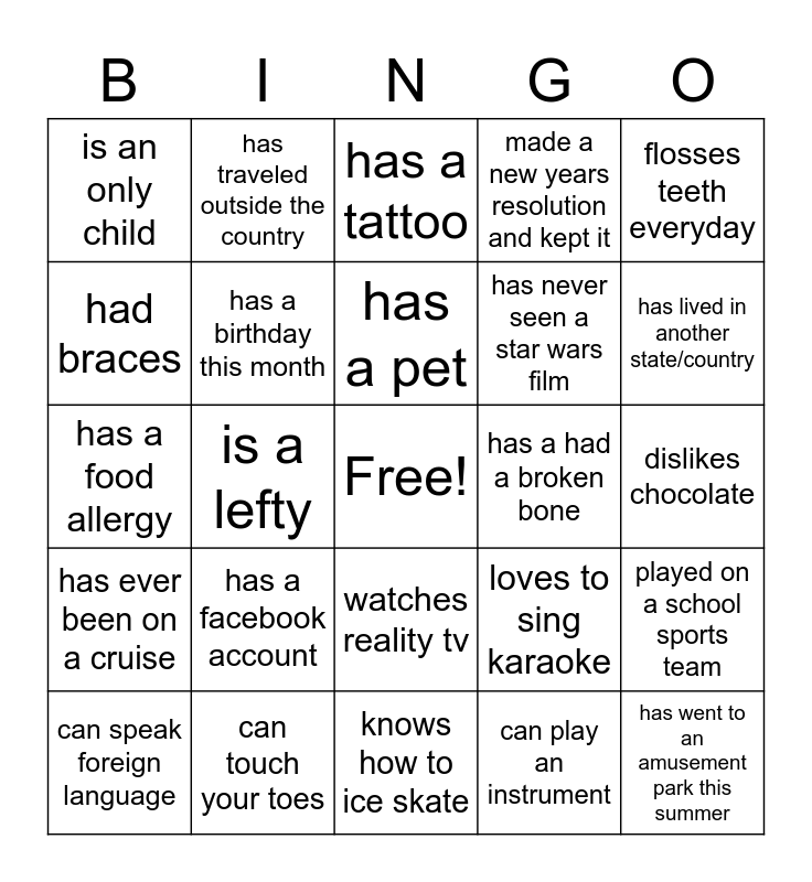 Untitled Bingo Card