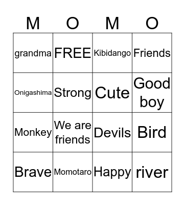 Momotaro Bingo Card