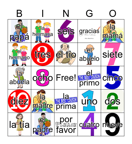 La Familia Bingo Card