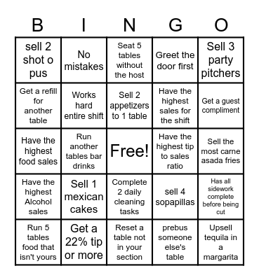 Server Bingo Card