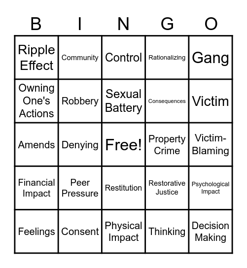 Definition Bingo Card