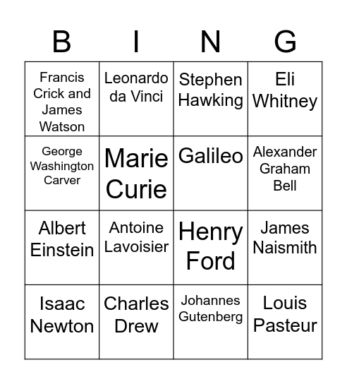 Scientist Bingo Card