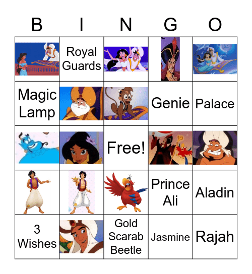 Aladdin Bingo Card