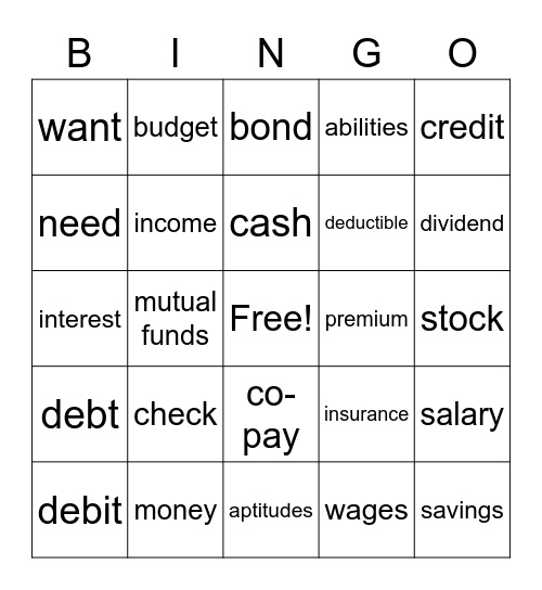 Junior Achievement Bingo Card