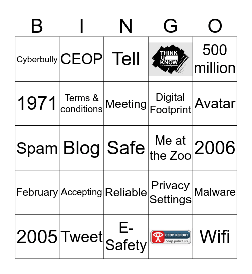E-Safety Bingo Card