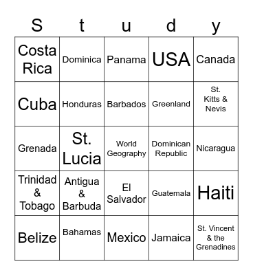 North America Bingo Card