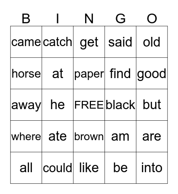 Sight Words for October 5-9 Bingo Card
