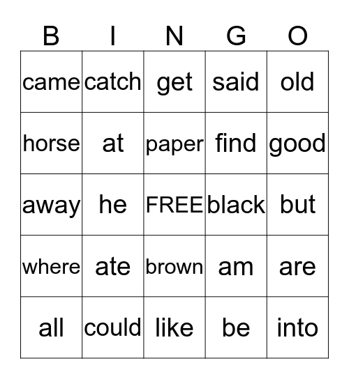 Sight Words for October 5-9 Bingo Card