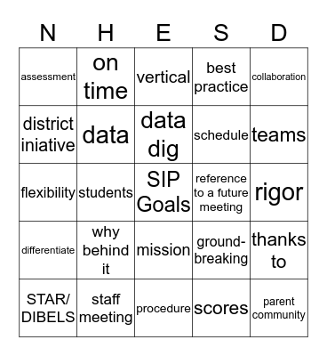 October 9, 2015 Bingo Card