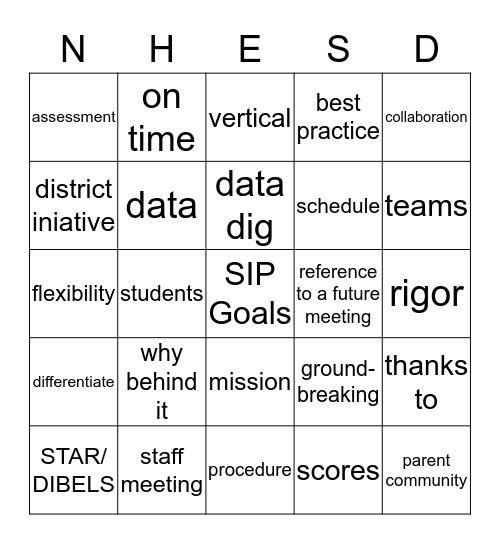 October 9, 2015 Bingo Card