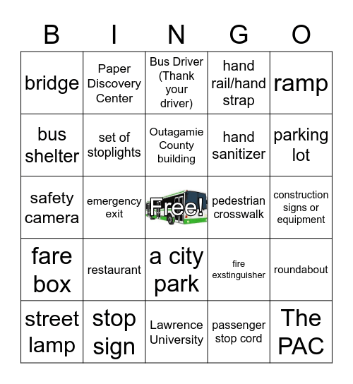 Bus Bingo Card