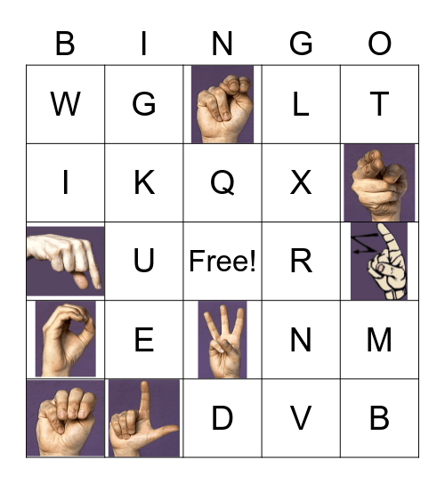 ASL Alphabet (some images) and Numbers 1-10 Bingo Card