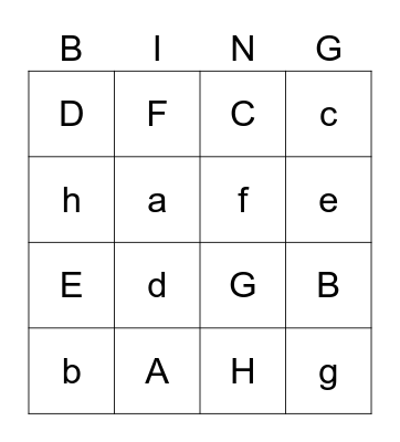 Letters Bingo Card