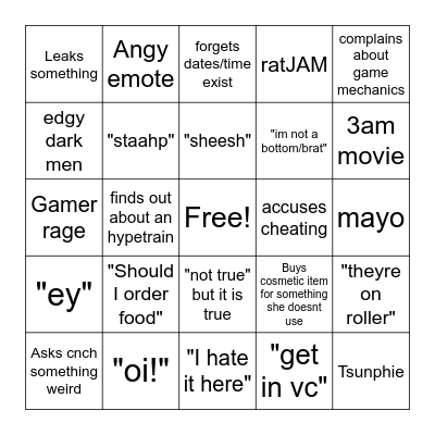 Euphie Bingo Card