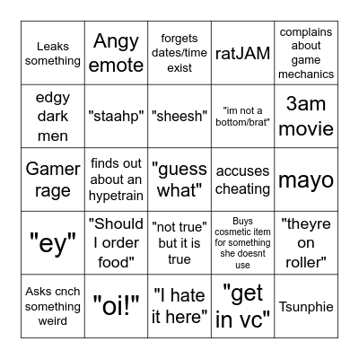 Euphie Bingo Card