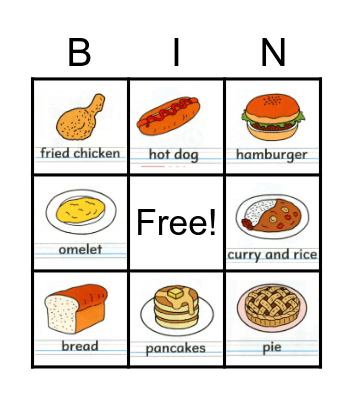 Food Bingo Card