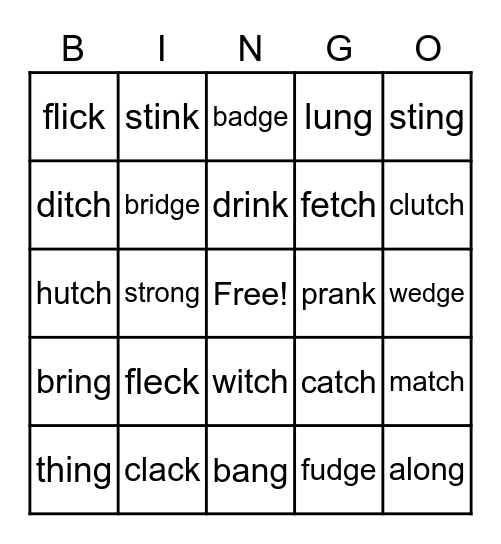 Blends Grade 1 Bingo Card