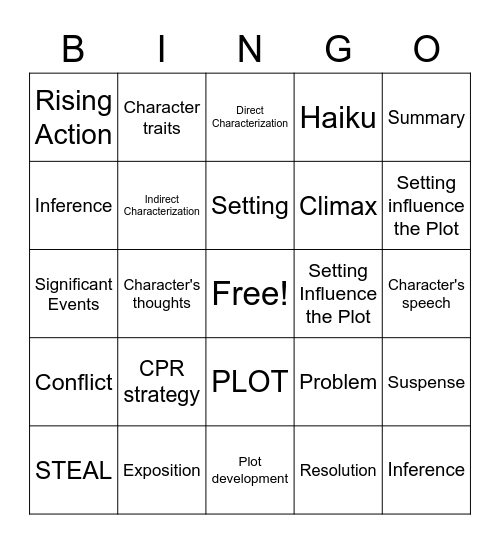 Test Review 1.1 Bingo Card