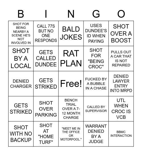 CROC BINGO Card