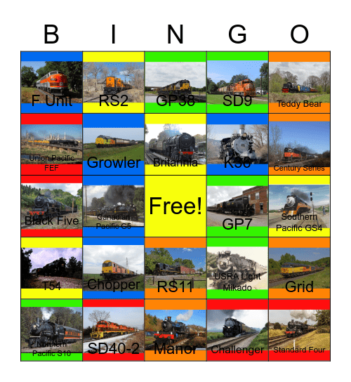 Orange and Black Locomotives Bingo Card