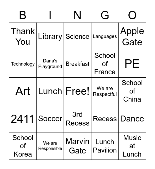 Stallion Bingo Card