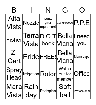 Mainscape Safety Bingo Card