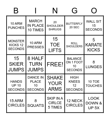 FITNESS BINGO Card