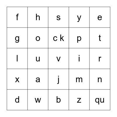 Letter Sounds Bingo Card