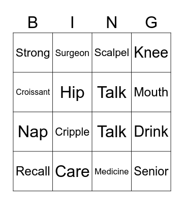 Mary 2 Bingo Card