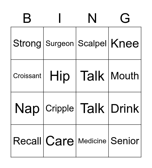 Mary 2 Bingo Card