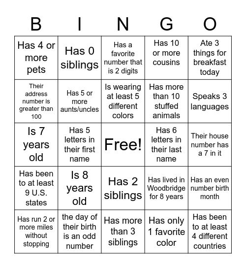 Welcome Back Math Bingo G3 Bingo Card