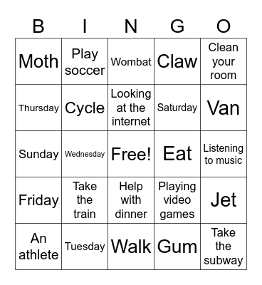 C4 Lesson 21 Bingo Card