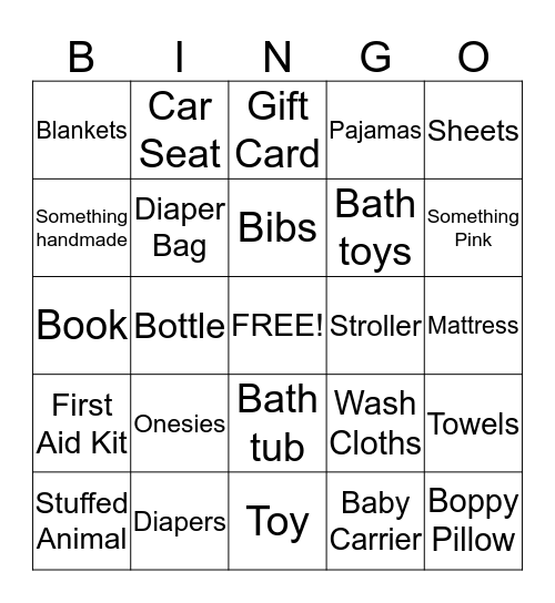 Baby Bingo Card