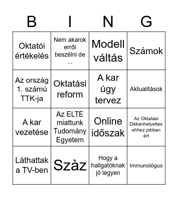 Kacskó BINGO Card