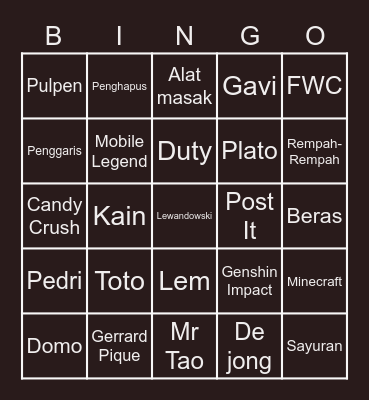 Sui He's board Bingo Card