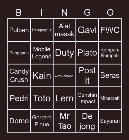 Sui He's board Bingo Card
