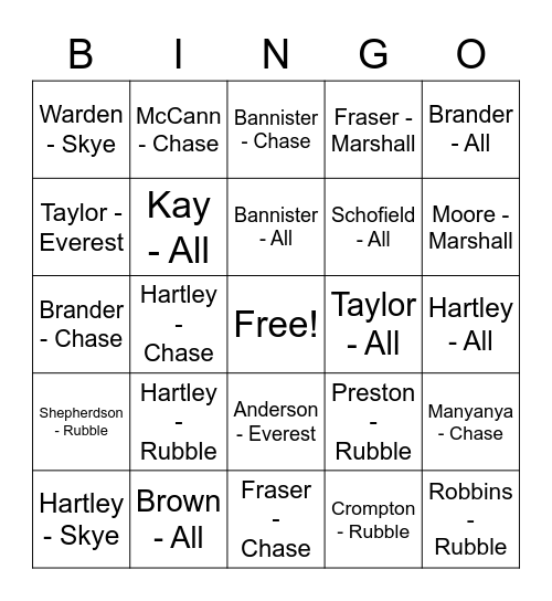 Leah - 31st August Bingo Card