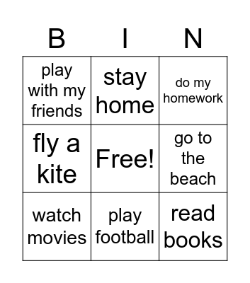 Summer Bingo Card