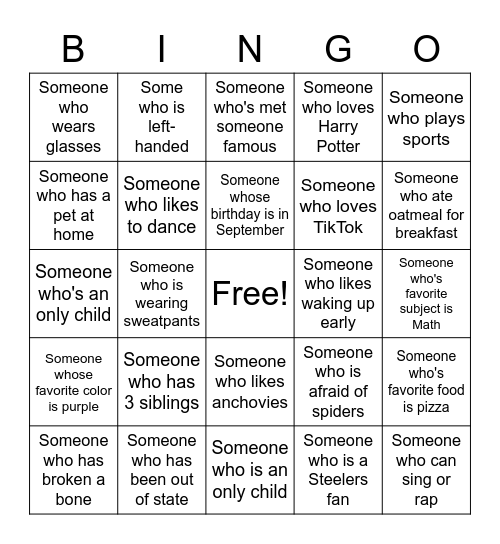 Human Bingo Card