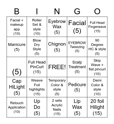 COSMETOLOGY Bingo Card