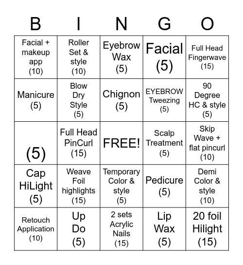 COSMETOLOGY Bingo Card