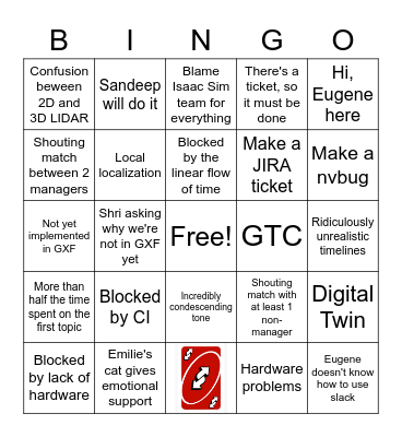 Our Team Bingo Card