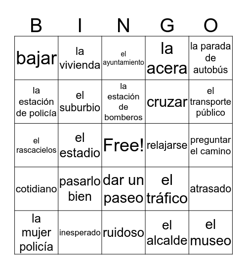 Spanish 4 leccion 2 Bingo Card