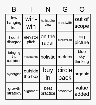 Buzzword Bingo Card