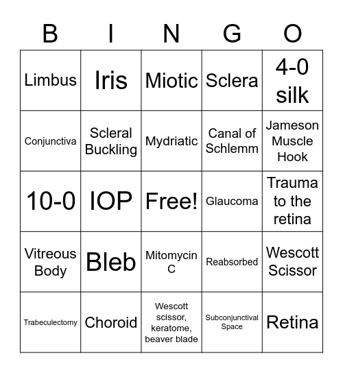 Eyes Part 2 Bingo Card