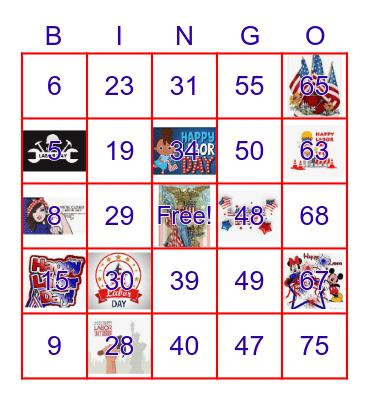 Labor Day B-I-N-G-O Bingo Card